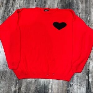 Boohooman Red Sweater with Black Heart